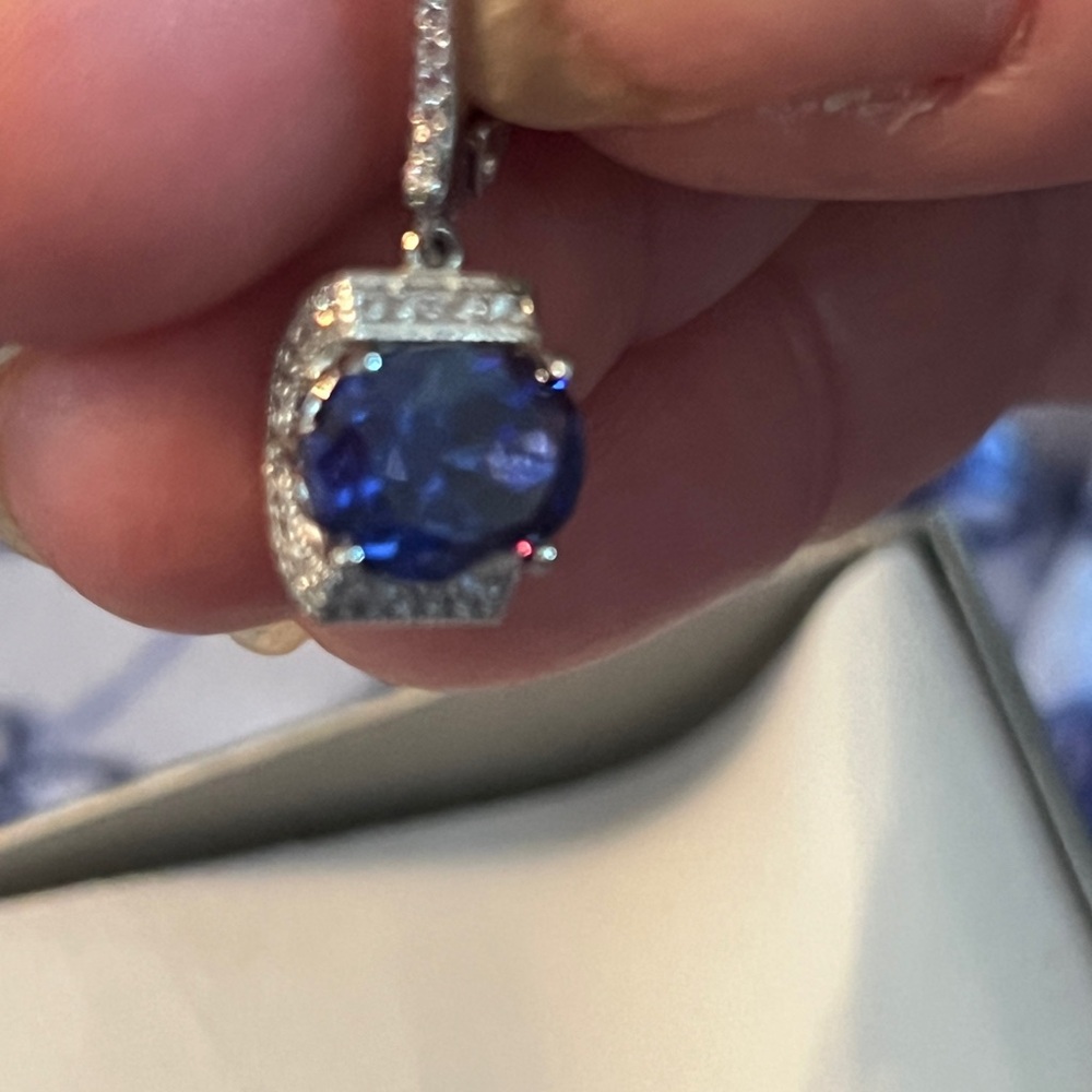 Vanna K for Bella Luce Blue And White Cubic Zirconia Platineve Earrings NIB - Picture 4 of 5